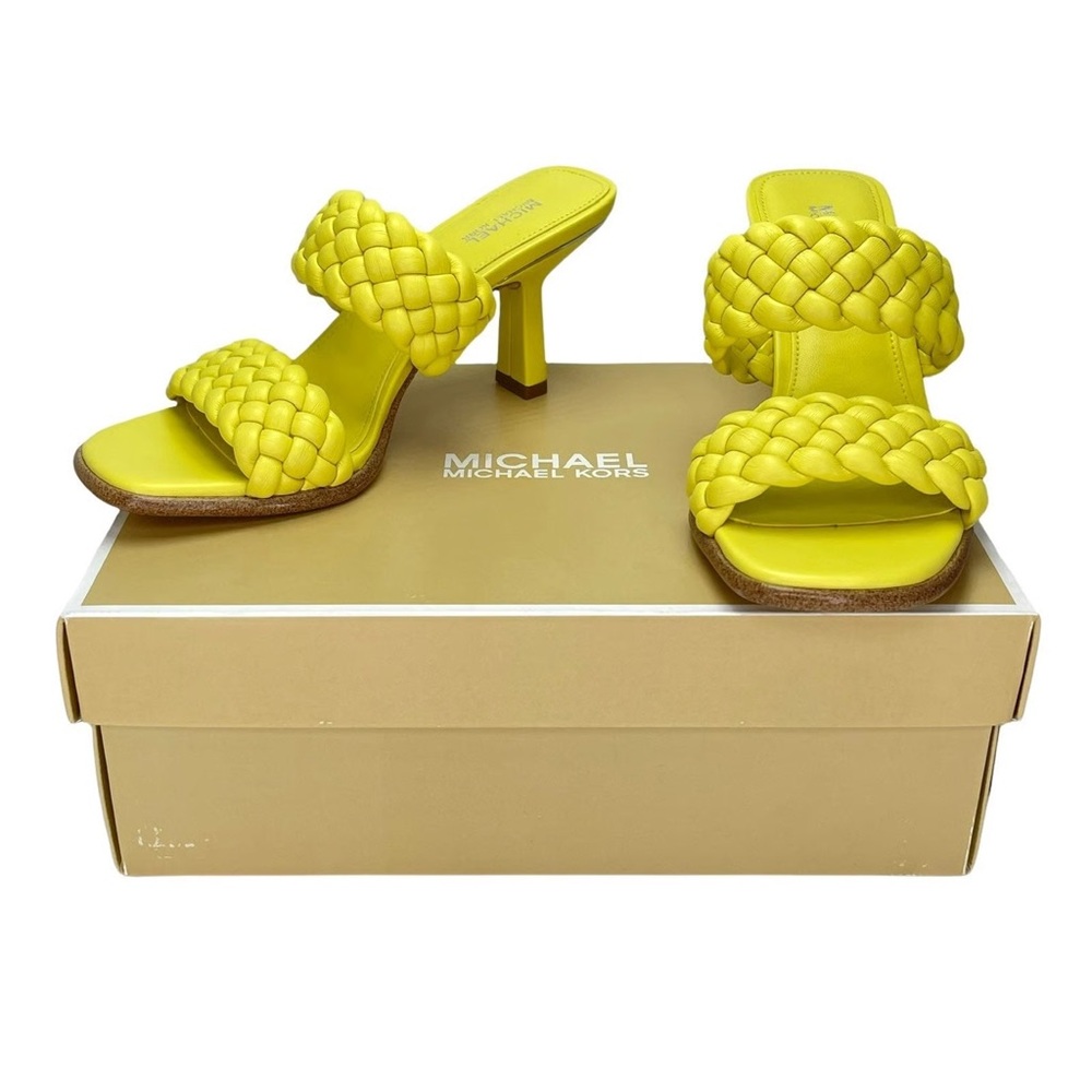Michael Kors Bright Yellow Braided Heels